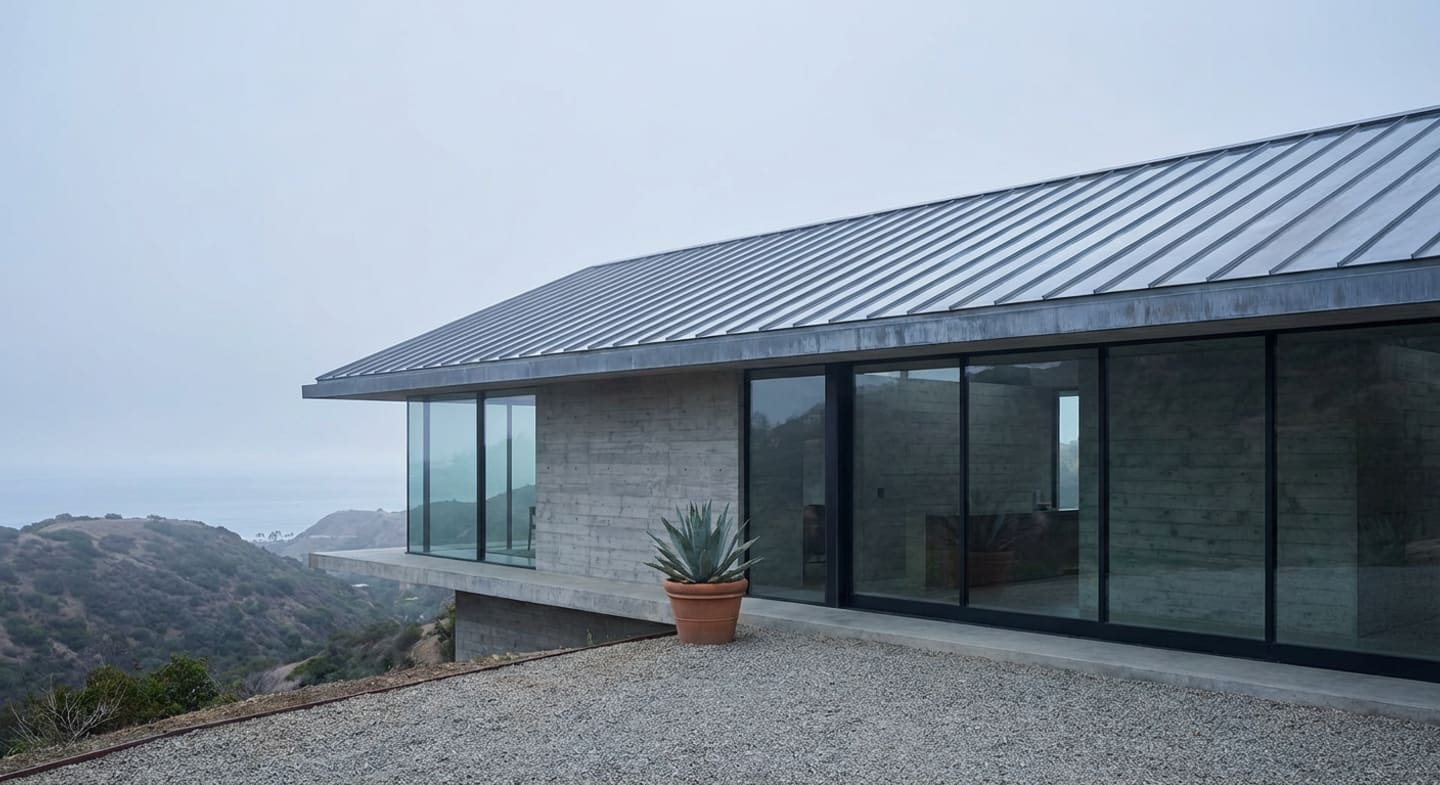 Standing-seam metal roof on a Los Angeles residence