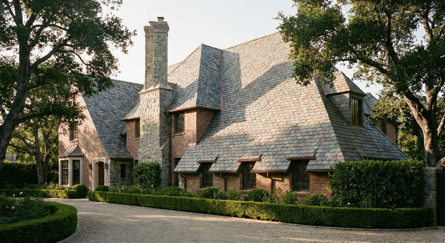 Natural slate roof detail on a heritage Los Angeles property