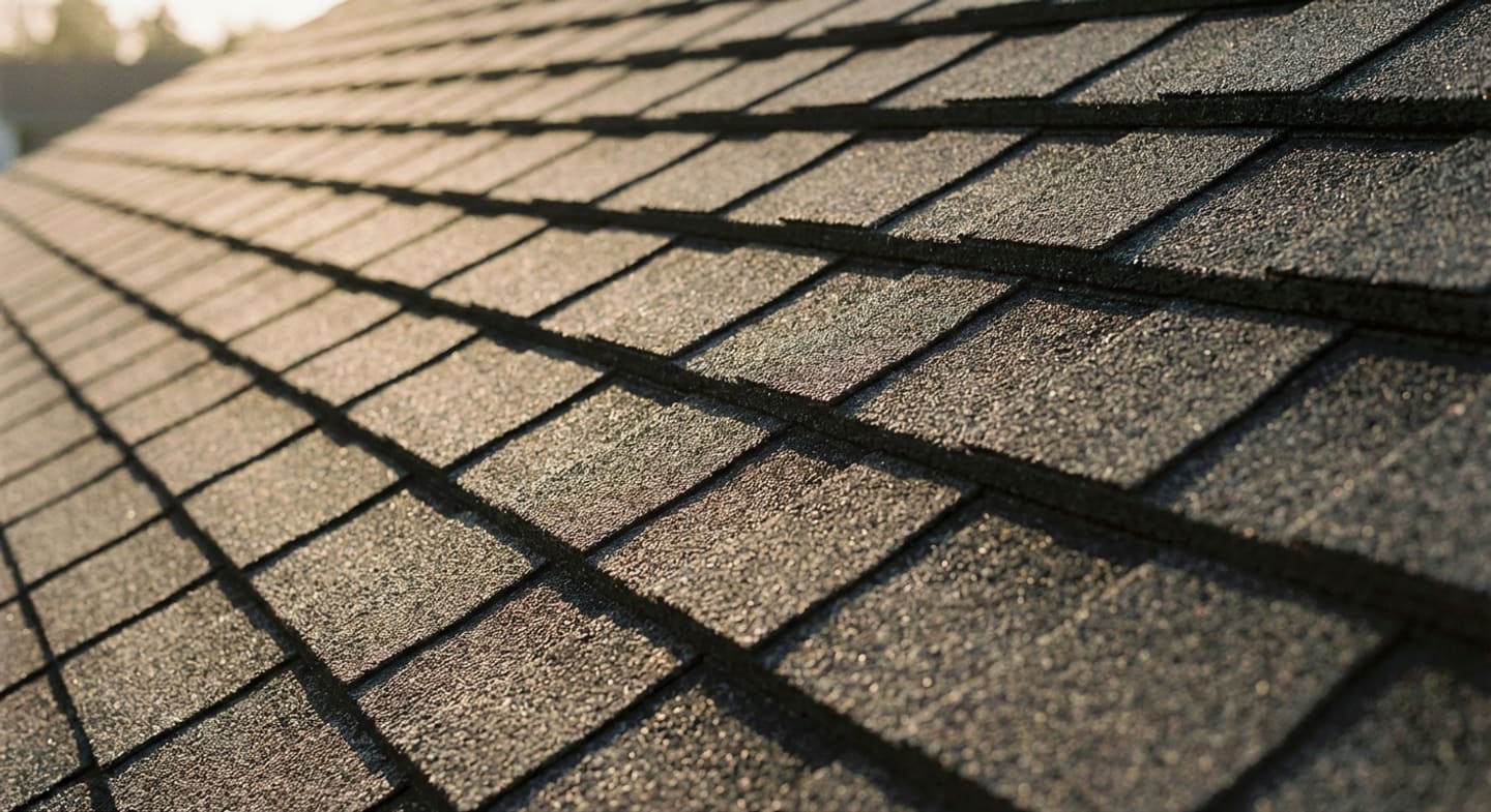 Architectural asphalt shingle sample installed in Los Angeles