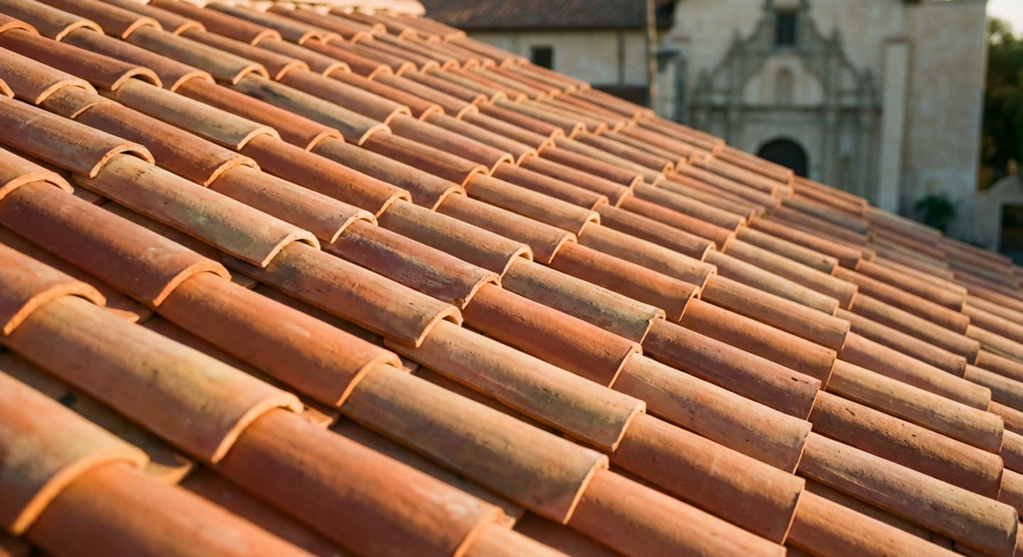 Clay tile roof detail on a Los Angeles home