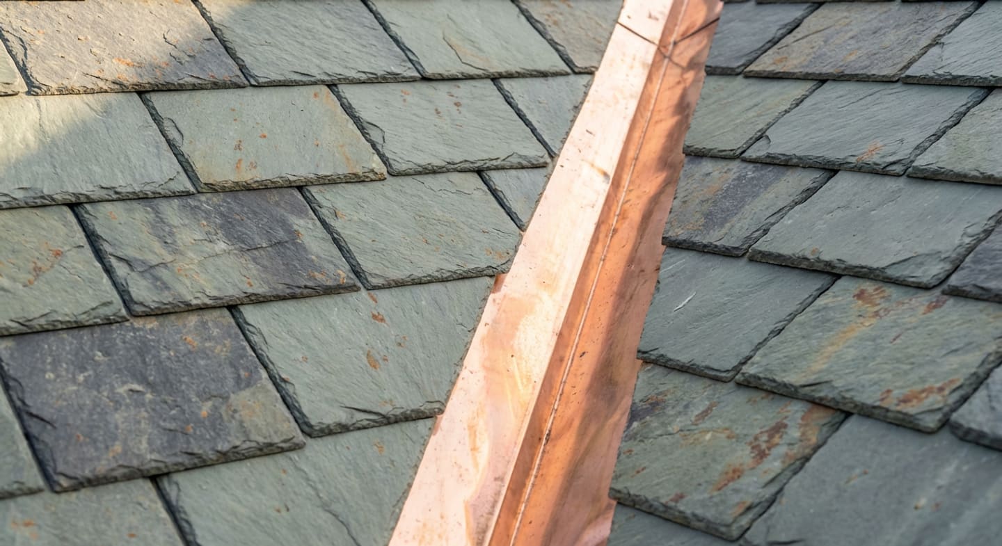 Natural slate roof tile detail